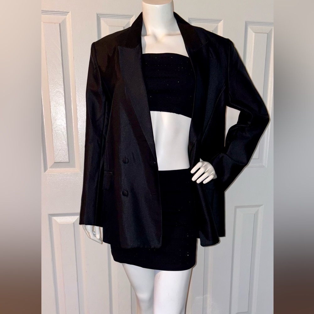 H&M Black Shimmery Blazer Classic Design Oversized Fit - Like new condition